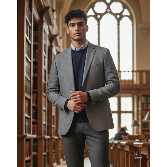 NWT Joseph Abboud Gray/Black Houndstooth Sport Coat Size 38S - Picture 1 of 7